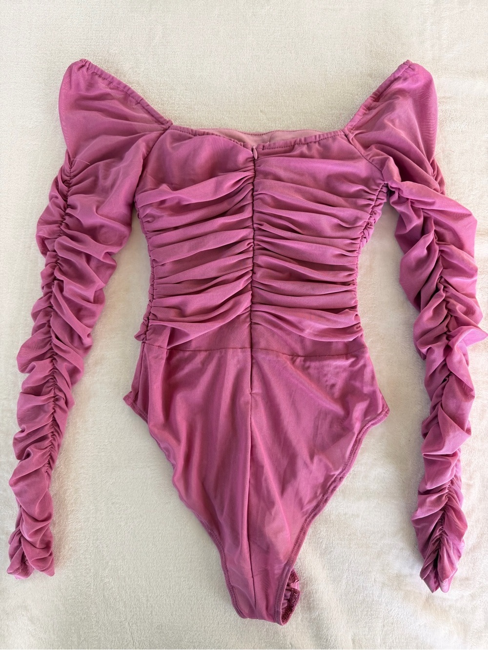 Princess Polly Off-Shoulder Ruched Pink Bodysuit - Picture 2 of 3